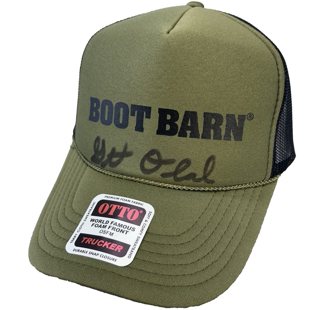 Boot Barn OTTO Trucker Snapback Hat Olive Green Black New Foam Front OSFM